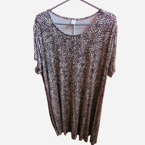 PLUS OLD NAVY Brown and cream leopard print shirt sleeve dress #leopardprint